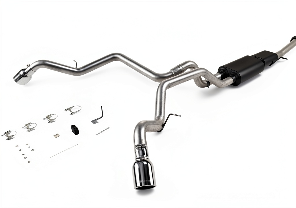 Installing Flowmaster Cat-Back Exhaust 17342 Aluminized Steel on a wooden desk