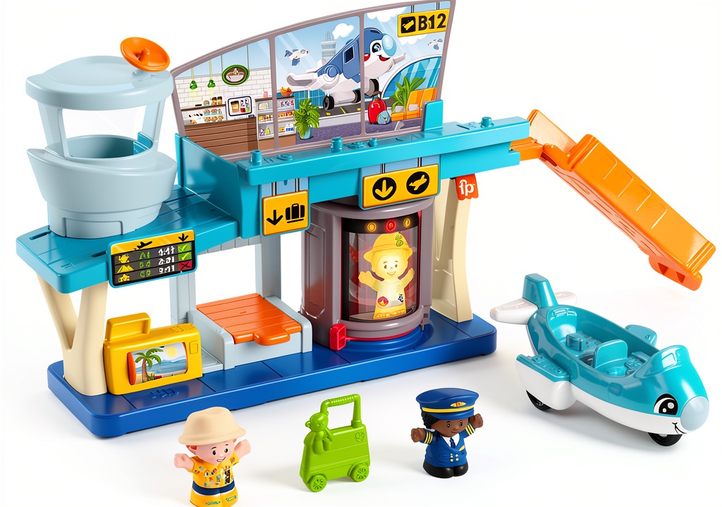 Installing Fisher-Price Little People Airport Playset for Toddlers on a wooden desk